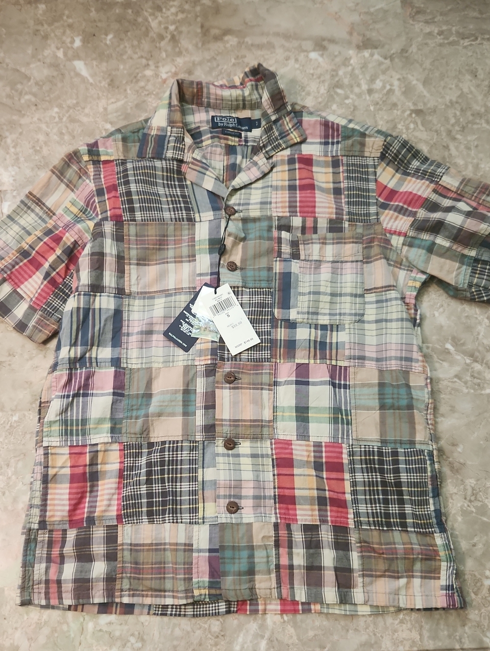 Polo by Ralph Lauren Multicolor Patchwork Plaid Short-Sleeve Button-Up Shirt